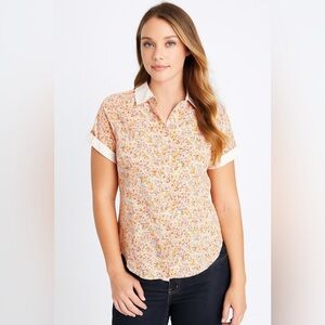 Tommy Hilfiger Vintage 90s Ditsy Floral Collared Button Down Cotton Camp Shirt 6